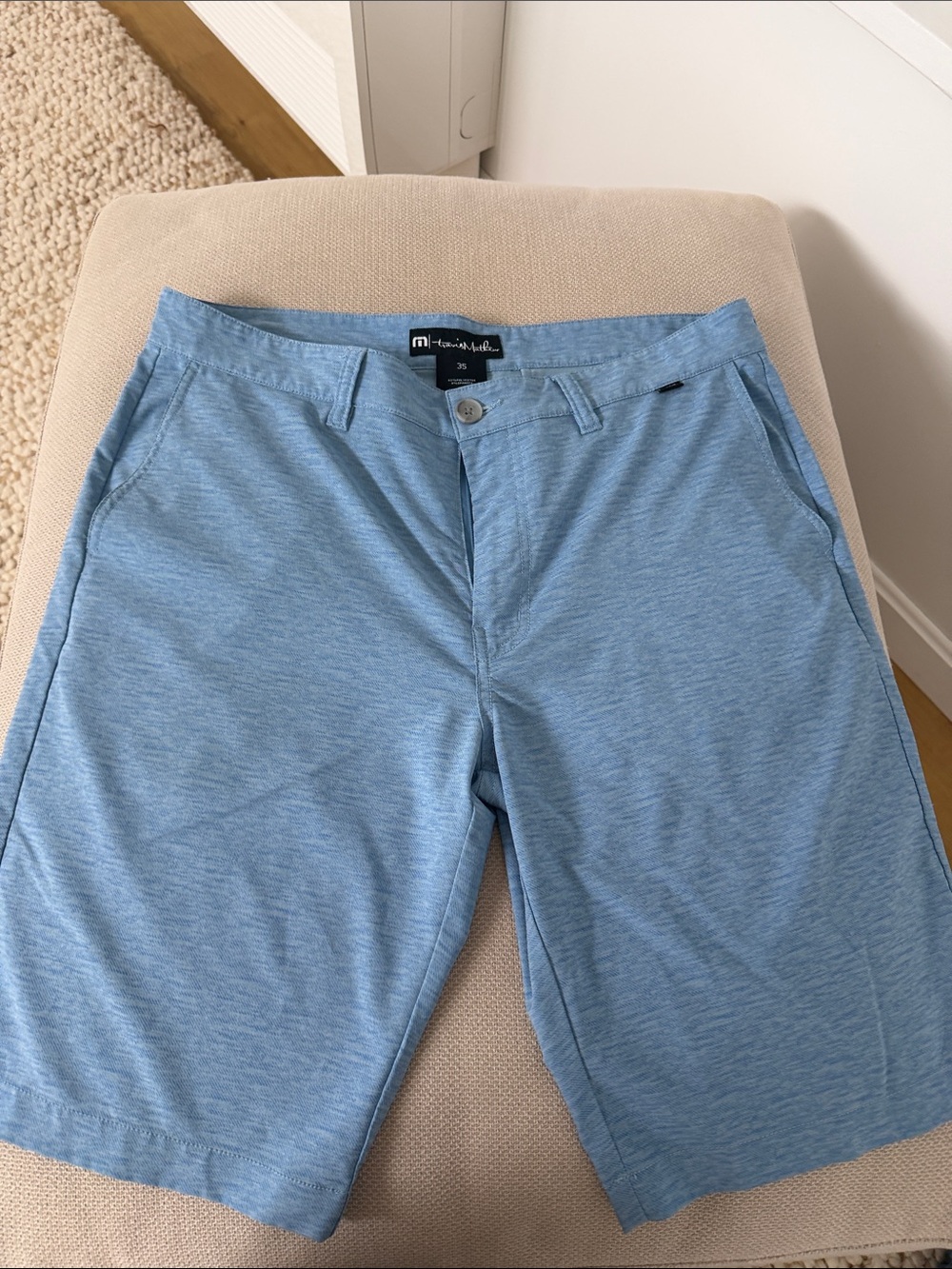 Travis Mathew Light Blue Flat-Front Men’s Shorts